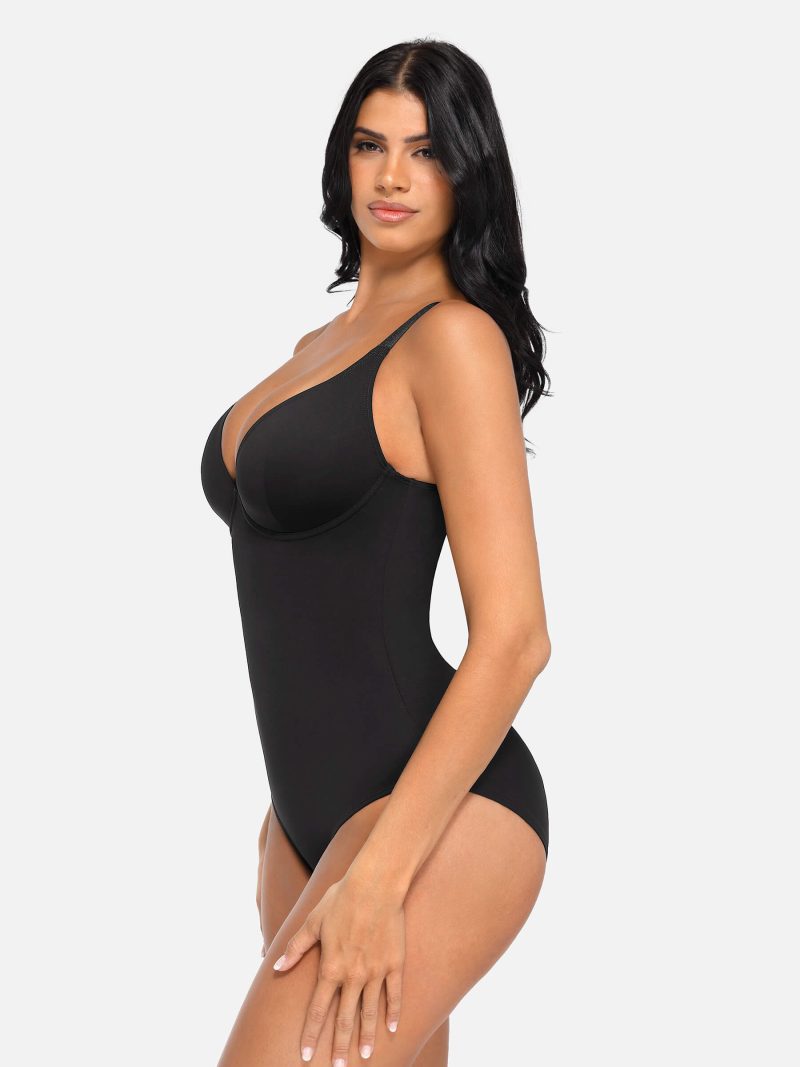 Feelingirl V Neck Tummy Control Thong Bodysuit 10