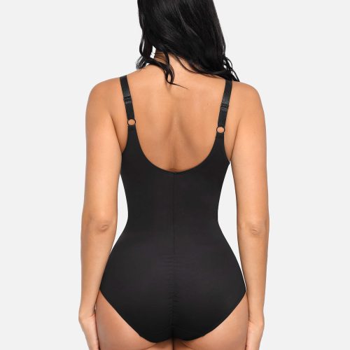 Feelingirl V Neck Tummy Control Thong Bodysuit 11