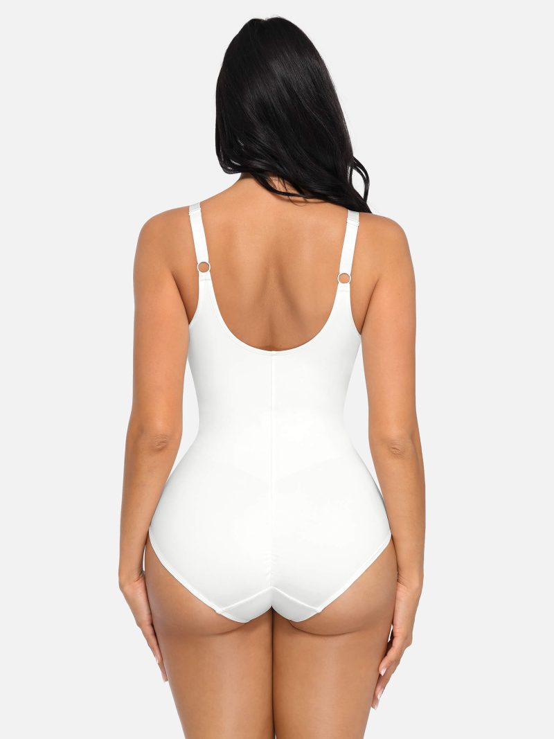 Feelingirl V Neck Tummy Control Thong Bodysuit 2