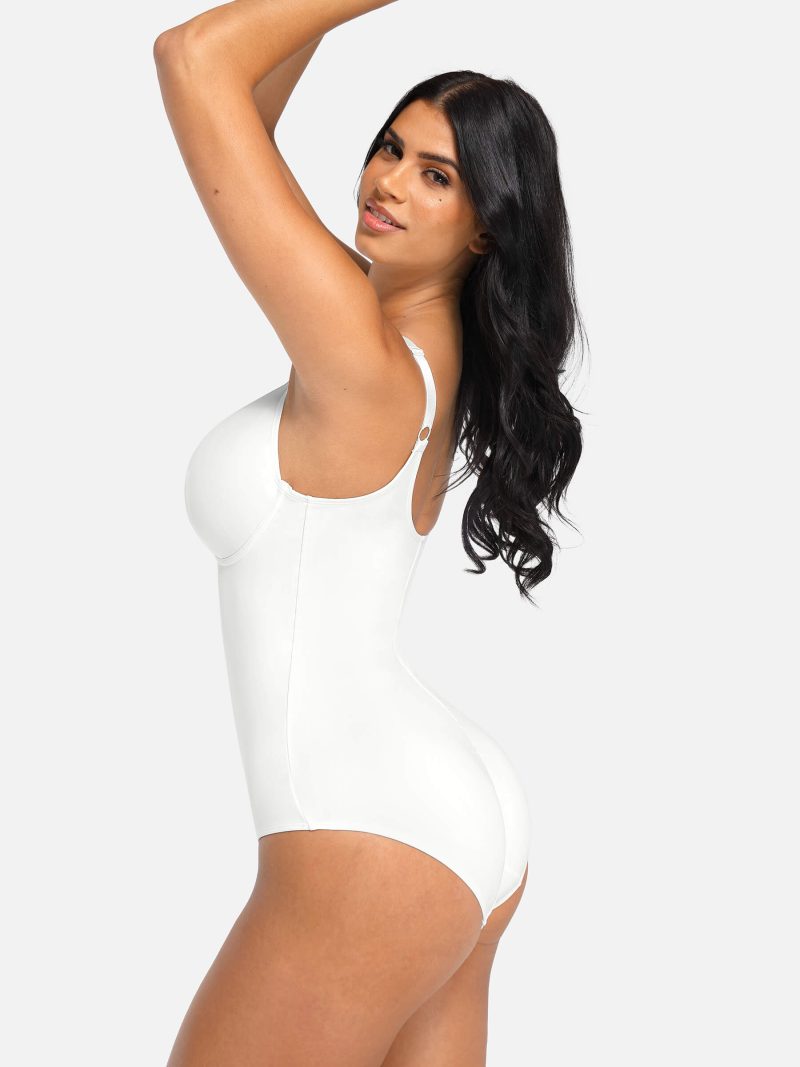 Feelingirl V Neck Tummy Control Thong Bodysuit 6