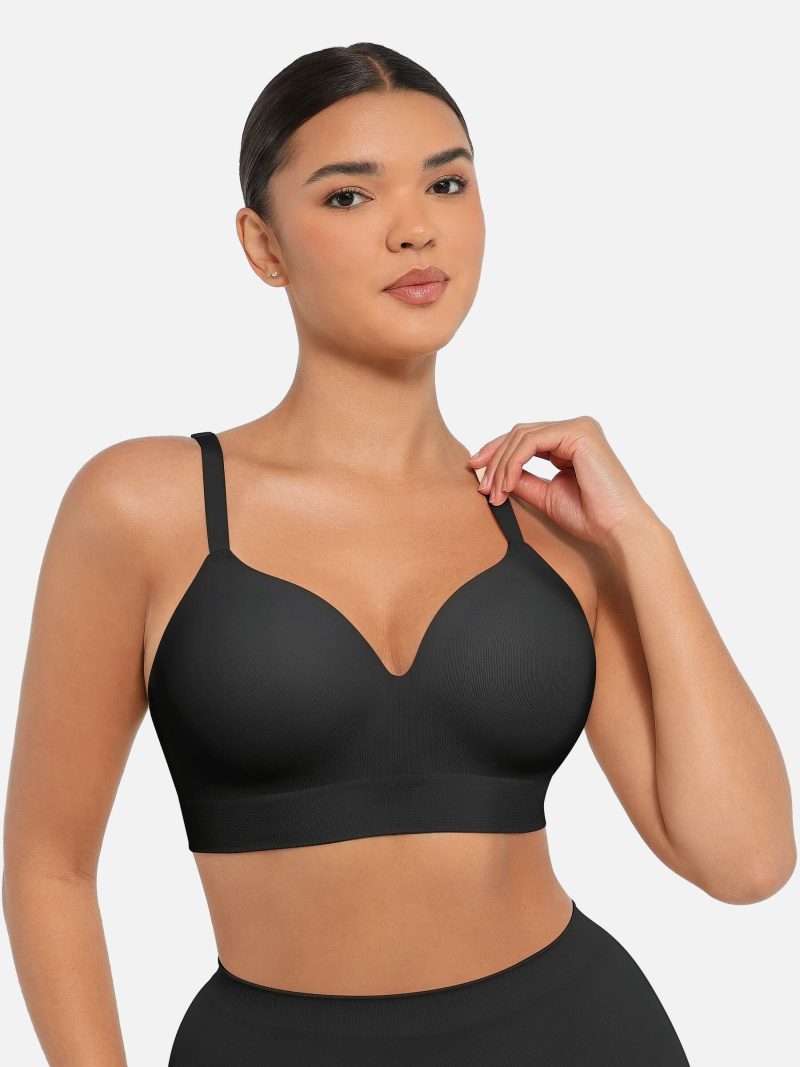 Feelingirl Wireless Push Up Seamless Comfort Full Coverage Bra BK1 2