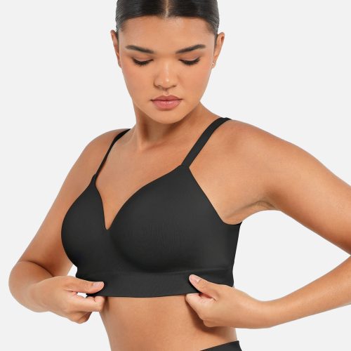 Feelingirl Wireless Push Up Seamless Comfort Full Coverage Bra BK1 5