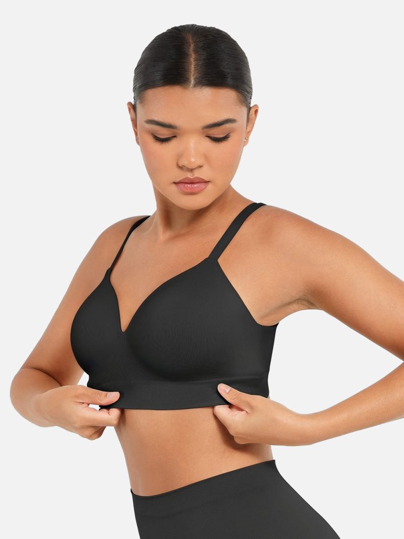 Feelingirl Wireless Push Up Seamless Comfort Full Coverage Bra BK1 5