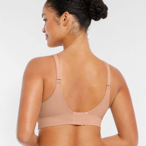 Feelingirl Wireless Seamless Push Up V neck Bra Dark Coffee 3