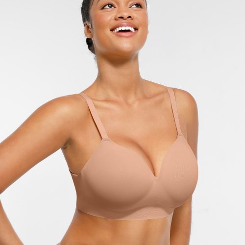 Feelingirl Wireless Seamless Push Up V neck Bra Dark Coffee 5