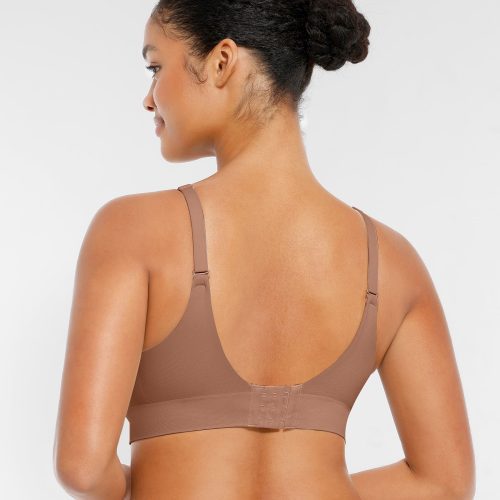 Feelingirl Wireless Seamless Push Up V neck Bra Flame Red Light Khaki 3