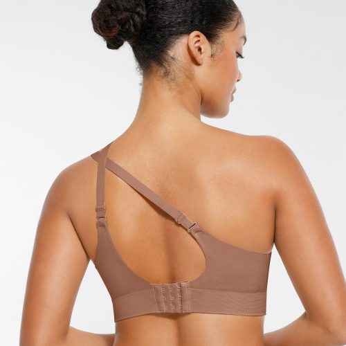 Feelingirl Wireless Seamless Push Up V neck Bra Flame Red Light Khaki 7