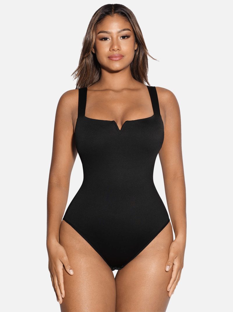 SquareCollarElasticOuterwearShapeBodysuit 2