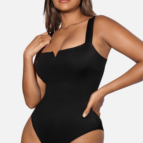 SquareCollarElasticOuterwearShapeBodysuit 3