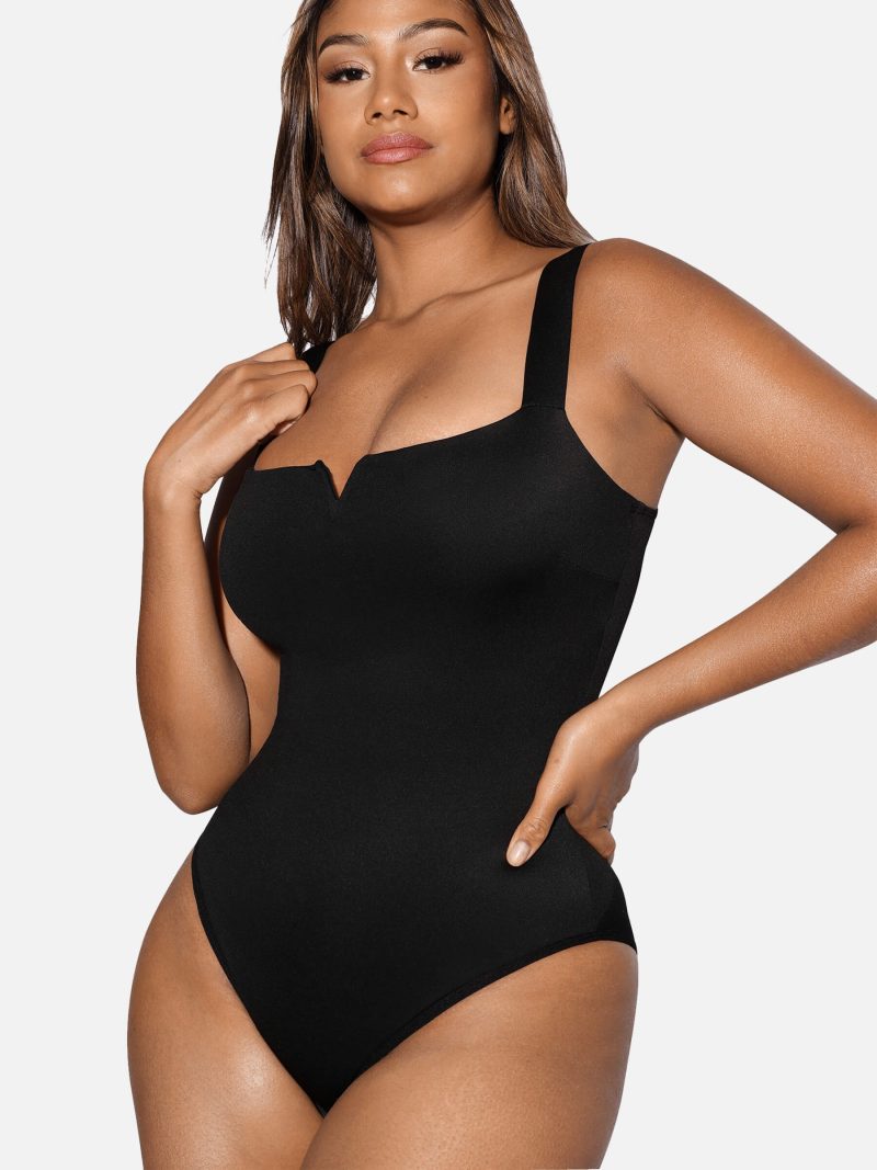 SquareCollarElasticOuterwearShapeBodysuit 3