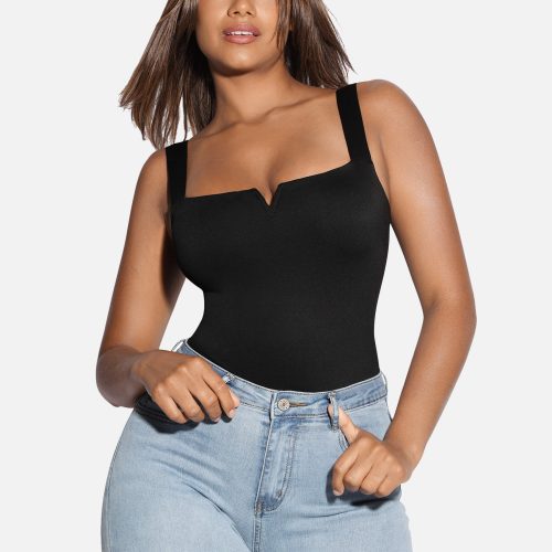 SquareCollarElasticOuterwearShapeBodysuit 6