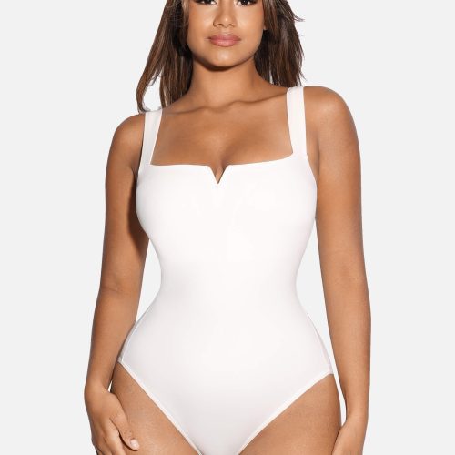 SquareCollarElasticOuterwearShapeBodysuit 8