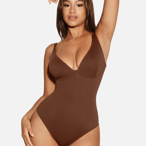 VNeckTummyControlThongBodysuit 8