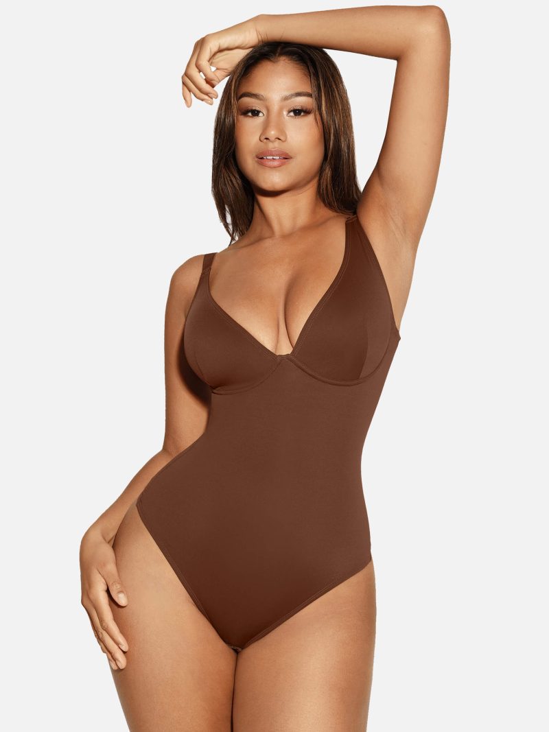 VNeckTummyControlThongBodysuit 8